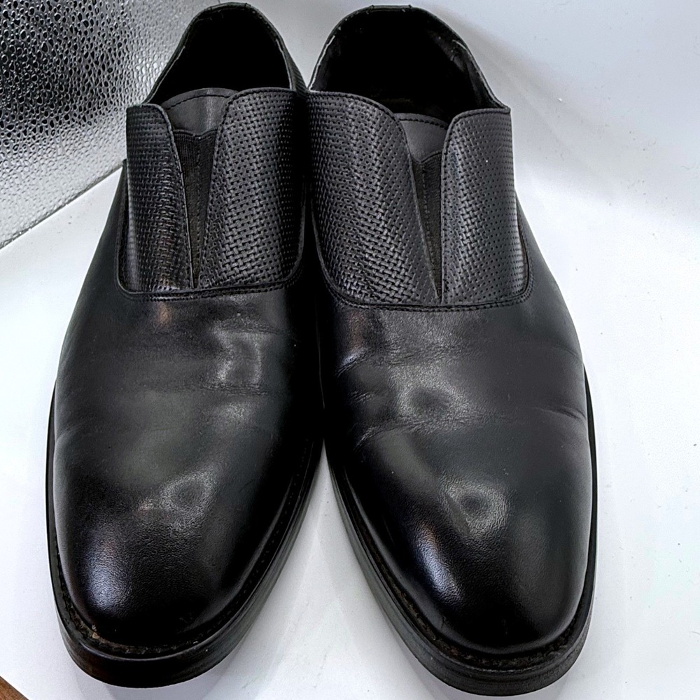 Regale Regal Black Leather Dress Shoes Slip On Loafers Textured Size 42 9 US
